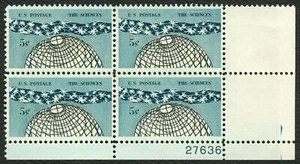 #1237 5c The Sciences, Plate Block [27636 LR], Mint **ANY 5=FREE SHIPPING** - Picture 1 of 1