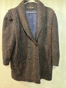 Vintage Dani Colby Wool Coat Plus Size 22W Wool Black Multi Color Pockets Lined - Bild 1 von 8