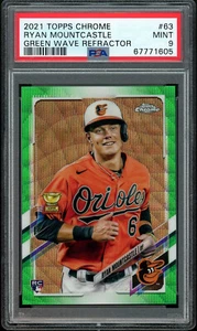 2021 Topps Chrome - Ryan Mountcastle #63 Prism Green Wave Refractor (RC) - Picture 1 of 2