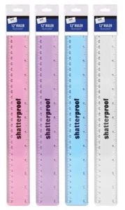 [Set of 6] 12" Shatterproof Clear Plastic Ruler 30cm Metric with Centimeters - Picture 1 of 6