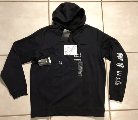 NWT NIKE Miami Heat Distorted Logo 2019 Sweater Hoodie CQ9462-010 Men’s Medium Cover