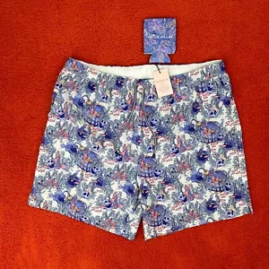 PETER MILLAR Swim Trunks Shorts Men's XL Lit Up Sea Treasure Skulls Green - Picture 1 of 9