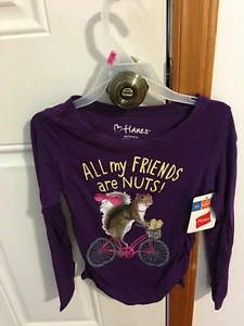 BRAND NEW GIRL'S SIZE 4-5 HANES LONG SLEEVE SHIRT - Picture 1 of 4