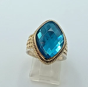Anello Anna Beck in oro 925 placcato 18kt (GP) con pietra blu misura: 7,5 - Foto 1 di 5