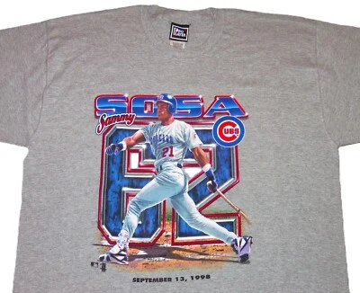 CAMISETA DE JUGADOR PROFESIONAL NUEVA VINTAGE AÑOS 90 SAMMY SOSA CUBS 62' JONRONES 13' SEPTIEMBRE 1998 MLB Foto 1 de 3