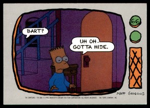 Topps The Simpsons (1990) Bart? Uh oh gotta hide. (Puzzle Back) No. 66