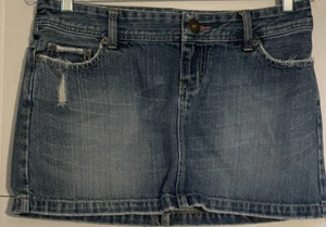 AMERICAN EAGLE womens distressed blue denim mini skirt size 4 - Imagen 1 de 5