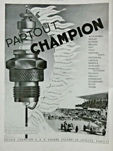 PUBLICITÉ PRESSE 1932 BOUGIE CHAMPION ALFA ROMÉO CITROEN HISPANO SUIZA PANHARD - Imagen 1 de 1