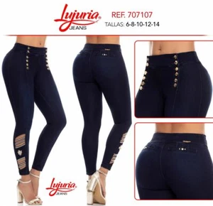LUJURIA JEANS COLOMBIANOS COLOMBIAN PUSH UP JEANS LEVANTA COLA BLUE SEXY SIZE 3 - Picture 1 of 2