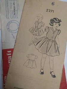 Dress Weskit Vest Top Girls 6 Sewing Pattern 2271 Mail Order VTG 50s Fit Flare - Picture 1 of 9