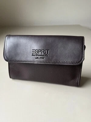 ESPRIT Faux Leather Zip Clutch Wallet Purse Brown Black Y2K Vintage 2000s Rare - Image 1 of 4