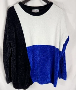 Maglione Rebecca Malone Taglia L Blocco Colore Super Morbido Nero Blu e Bianco - Foto 1 di 7