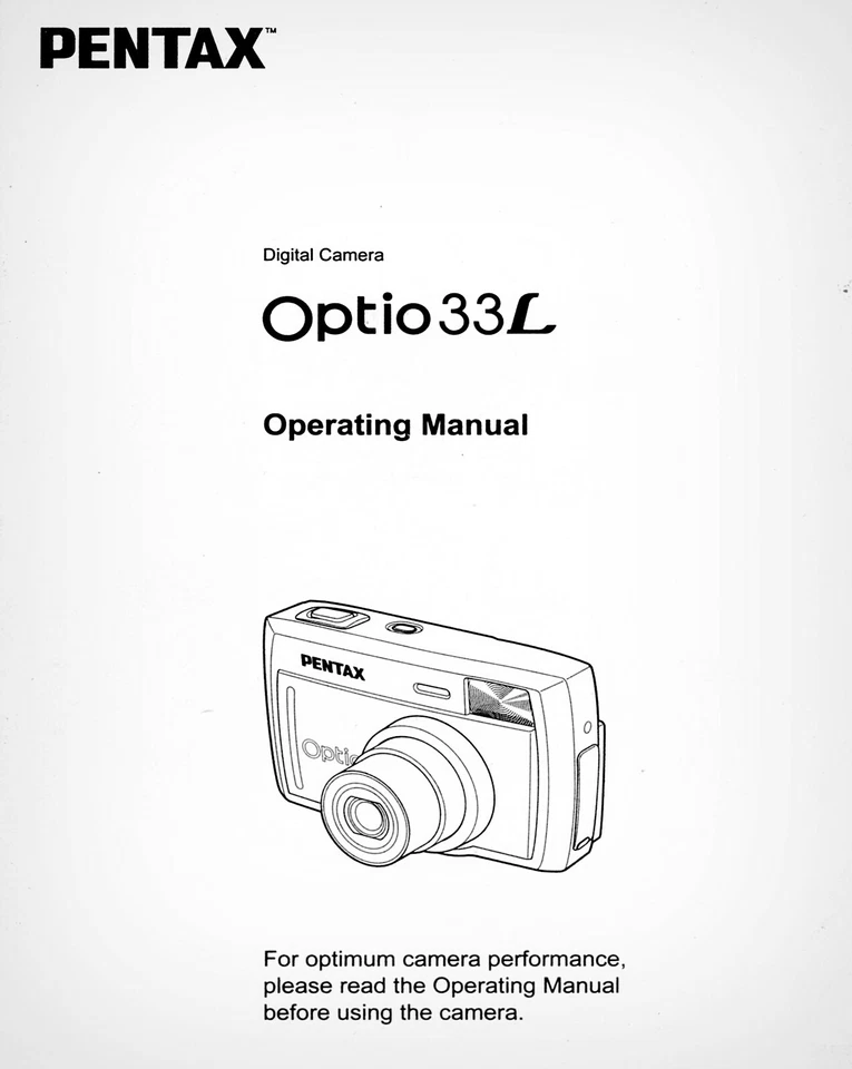Pentax Optio 33L Original Operating Manual Instructions User Guide Book - Image 1 of 1