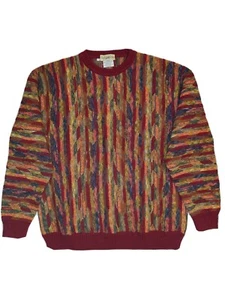 Vtg 90s Travel Smith 3D Textured Hip Hop  Cosby Coogi Style  Sweater Men’s L - Picture 1 of 7