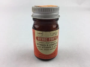 Vintage Pharmacy Hybec Forte Tablets Medicine Bottle 2.25" AmLab St Helens - Picture 1 of 5