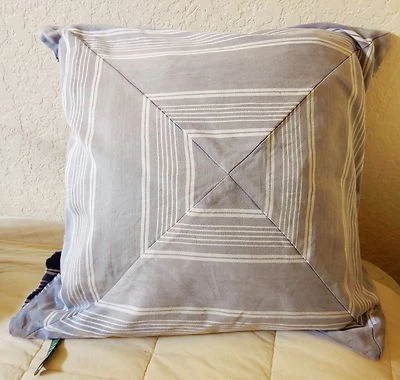 Ralph Lauren Throw подушка серый полоски хлопок перо заполнения вставить 18» квадратный - Изображение 1 из 4