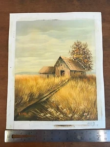 Pintura al óleo de colección de granero de paisaje firmada 11 x 14 - Imagen 1 de 7