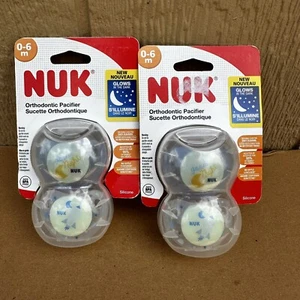 New Nuk Silicone Orthodontic Pacifiers 0-6 Months Glow In The Dark Blue - Picture 1 of 4
