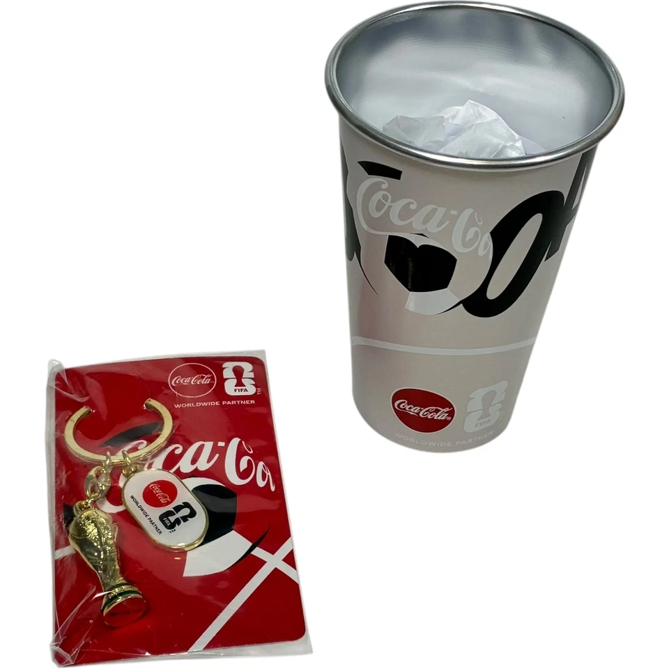FIFA 26 World Cup USA Coca-Cola FIFA Trophy Keychain + Gooaal! Aluminum Cup - Image 1 of 4