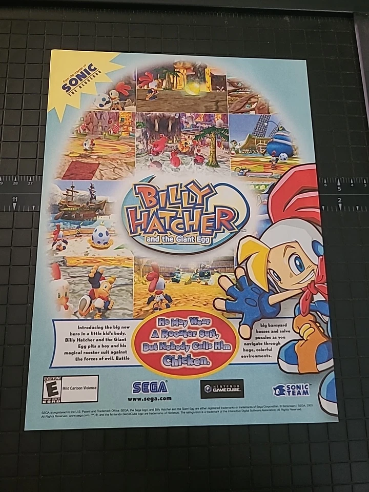 Billy Hatcher And The Giant Egg Sega Print Ad 8x11 2003 Promo Wall Art Vintage  - Image 1 of 1