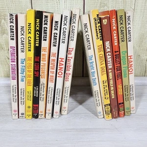 Vintage Nick Carter Hero Book Lot of  14 Pbk Killmaster Spy Chillers Good - Picture 1 of 8