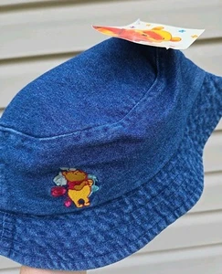 Vintage neu mit Etikett Disney Winnie Puuh Fischerhut blau Denim Jeans 90er Jahre Y2k Kappe - Bild 1 von 7