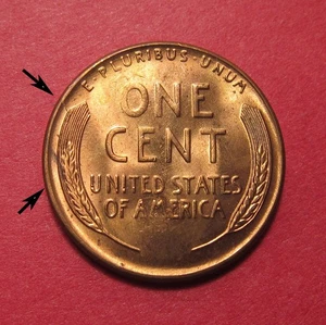 1955 S Lincoln Wheat Cent Mint Error - Retained Cud 02R - Picture 1 of 2