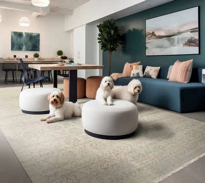 10' x14' Hand Knotted Wool Turkish Oushak Transitional Area Rug Grayish Beige - Image 1 of 4