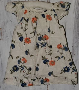 Vestido Baby Gap Beige Azul Naranja Floral Flor Talla 3-6 meses *S25 - Imagen 1 de 3