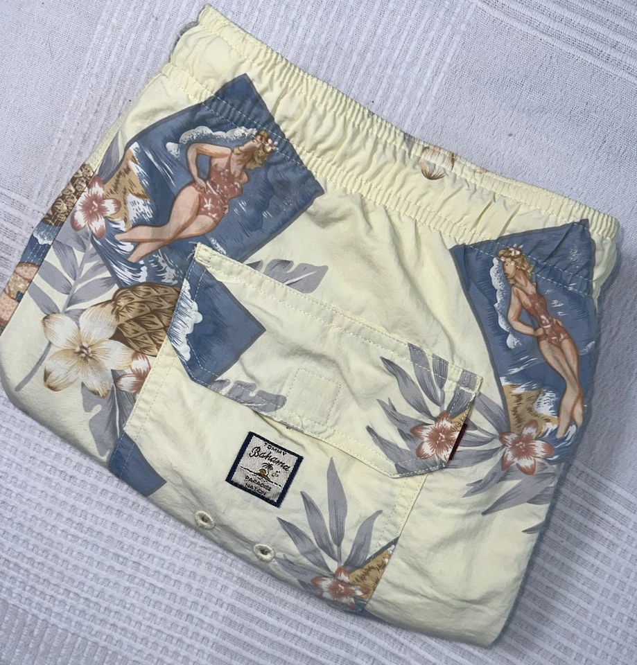 Vintage Tommy Bahama Swim Trunk Medium Hula Girls Floral Tropical Hawaiian Lined - Image 1 of 4