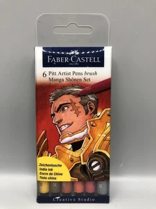 Faber-Castell Set of (6) Pitt Artist Pens brush Manga Shonen Set - Picture 1 of 4
