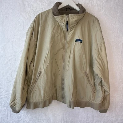 Chaqueta de calentamiento LL Bean vintage para hombre XL tostada forrada de lana hecha en EE. UU. años 90 Foto 1 de 4