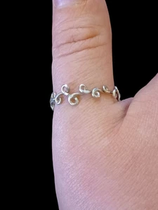 925 Sterling Silver Wire Twist Pattern Size 11 Ring  - Foto 1 di 8
