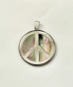 14k Weißgold MOP Peace 1" Anhänger  - Bild 1 von 11