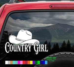 Country Girl Decal Sticker Cowboy Hat Vinyl Truck Car Window Bumper Farm Life - Picture 1 of 4