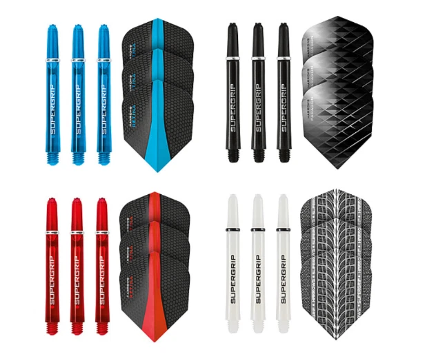 3 x HARROWS SUPERGRIP FLIGHT UND SCHAFT / Dart Dartpfeile Zubehör Shaft Steel - Bild 1 von 1