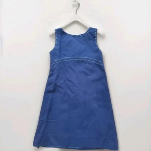Florence Eiseman Girls Dress Navy White Trim 8 Sleeveless A-line Classic - Picture 1 of 3