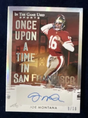 Joe Montana Auto /10!-2021 Leaf ITG Used Once Upon A Time In SF Silver SSP - Image 1 of 2