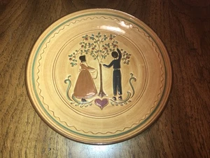 Pennsbury Pottery Vintage Folk Art 8" Hanging Plate Amish Harvest - Picture 1 of 3