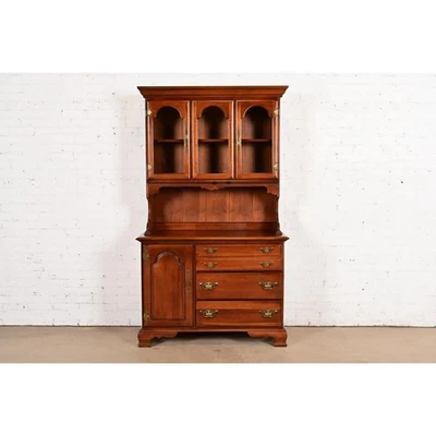 Henkel Harris Style American Colonial Cherry Wood Breakfront Sideboard Buffet - Image 1 of 4