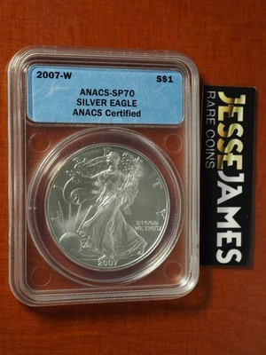 2007 W BURNISHED SILVER EAGLE ANACS SP70 BLUE LABEL - Image 1 of 2