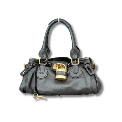 Bolso de Mano Chloé Paddington Cuero Metálico Plateado con Candado y Llave De Colección Y2K Foto 1 de 4