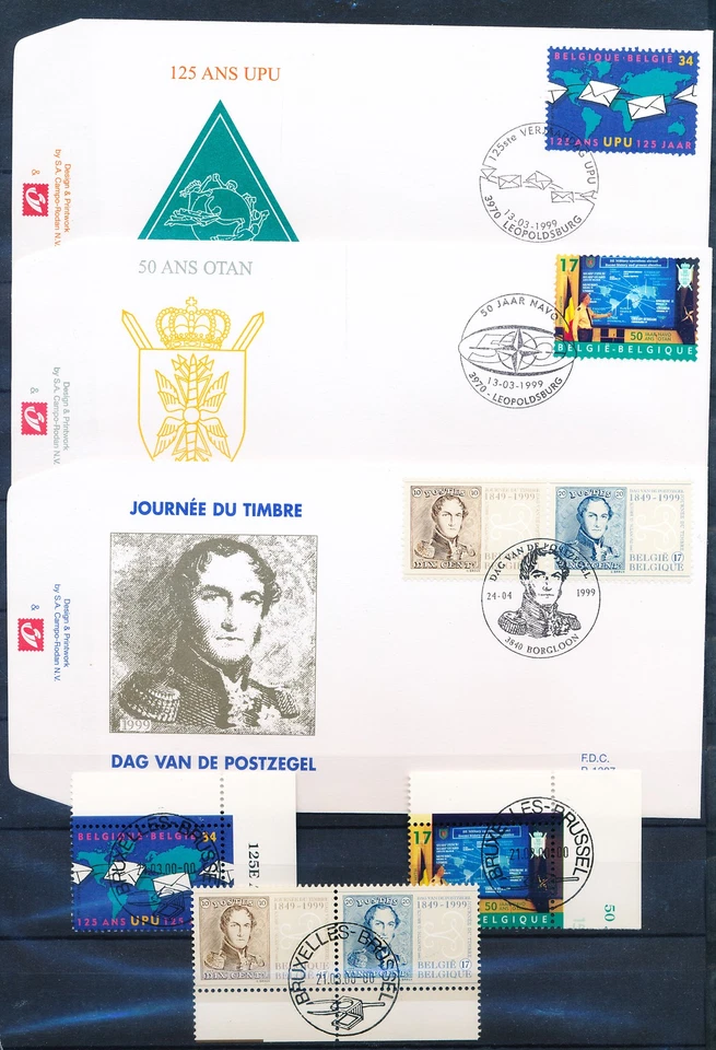 XE56629 Belgium 1999 UPU anniversary stamp day FDC's used - Image 1 of 1