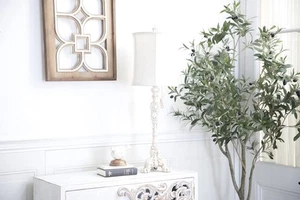 Polystone Room Buffet Lamp Antique Style Table Lamp with Drum Shade, Lamp 7" ... - Picture 1 of 9