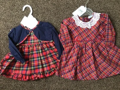 Bundle of baby girls warm winter clothes dress x 2 size 0-3 months  - Image 1 of 3