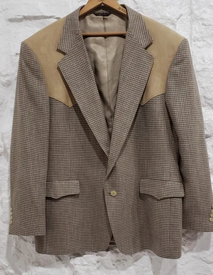 Vintage Men's Western Warren Sewell Blazer Sport Coat Jacket Suede Yoke Sz 44 - Image 1 of 4