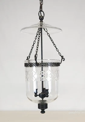 Vintage Bell & Jar Cut Lead & Heavy Bronze Finish Solid Brass Frame Chandelier - Image 1 of 4