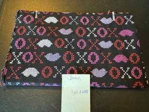 Joann Fabric Valentine Love CrossStitch XO Lips Kisses Cotton 1 YARD x WOF - Picture 1 of 1
