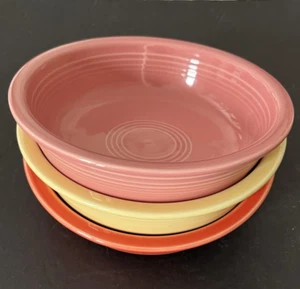 3 Fiesta Homer Laughlin Cereal Soup Coupe Bowl Persimmon Rose Yellow 6 7/8 in - Picture 1 of 8