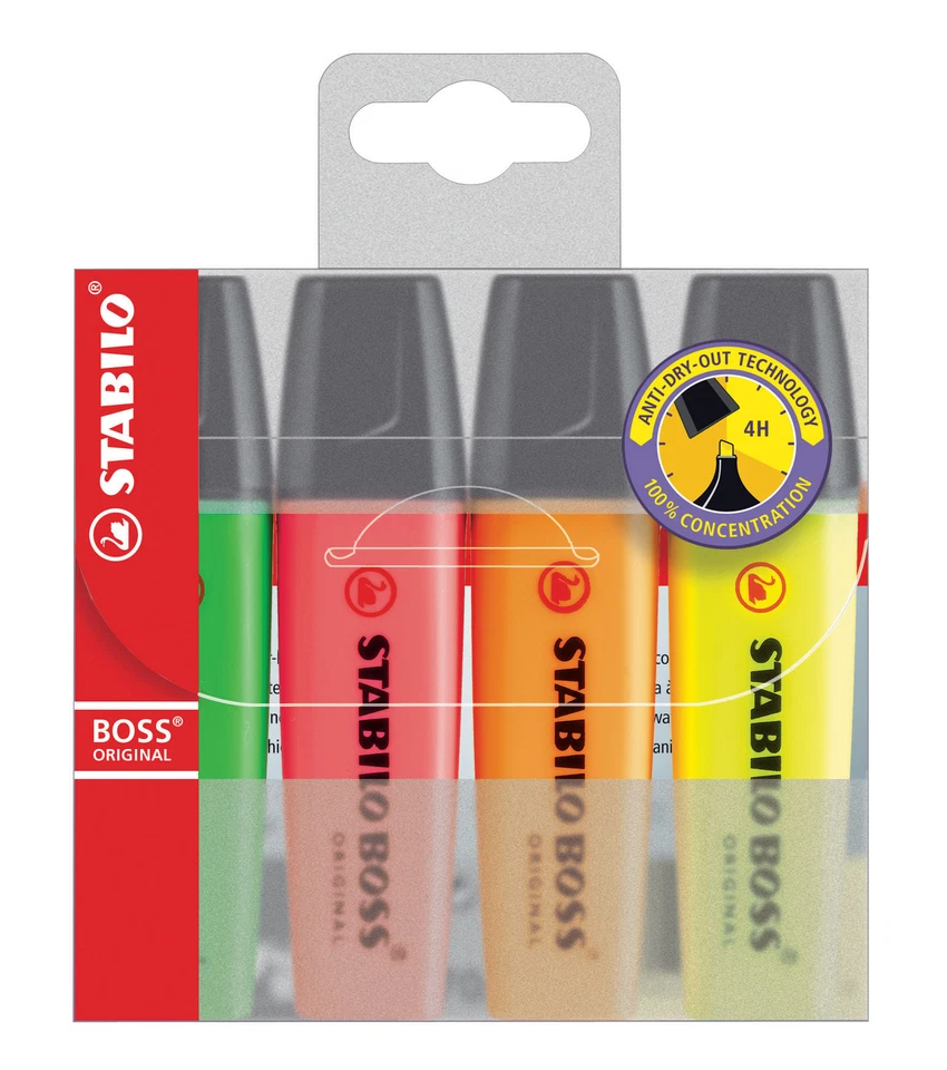 4 er Pack Schwan Stabilo Textmarker Boss Original ,Leuchtmarkierer sortiert 70/4 - Bild 1 von 1